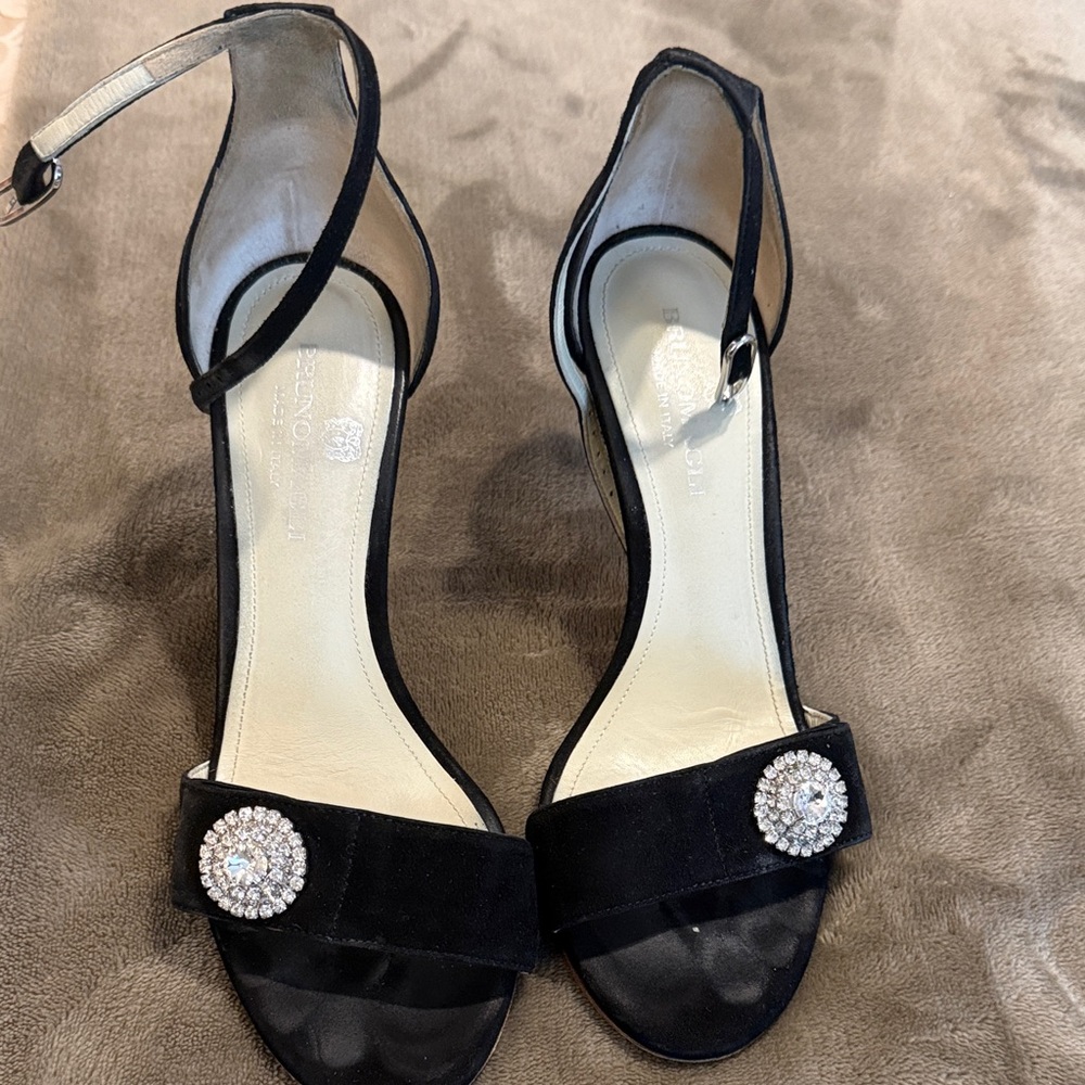 Bruno Magli Black Heels with Crystal Detail